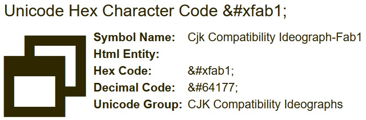 0xfab1unicode